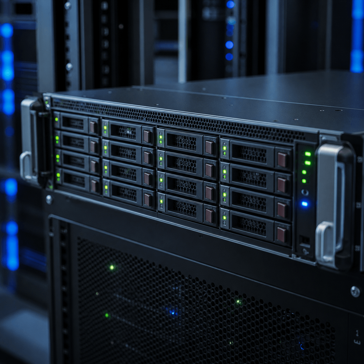 تصویر واقعی نمای جلوی سرور رکمونت HP برای تعمیر سرور HP