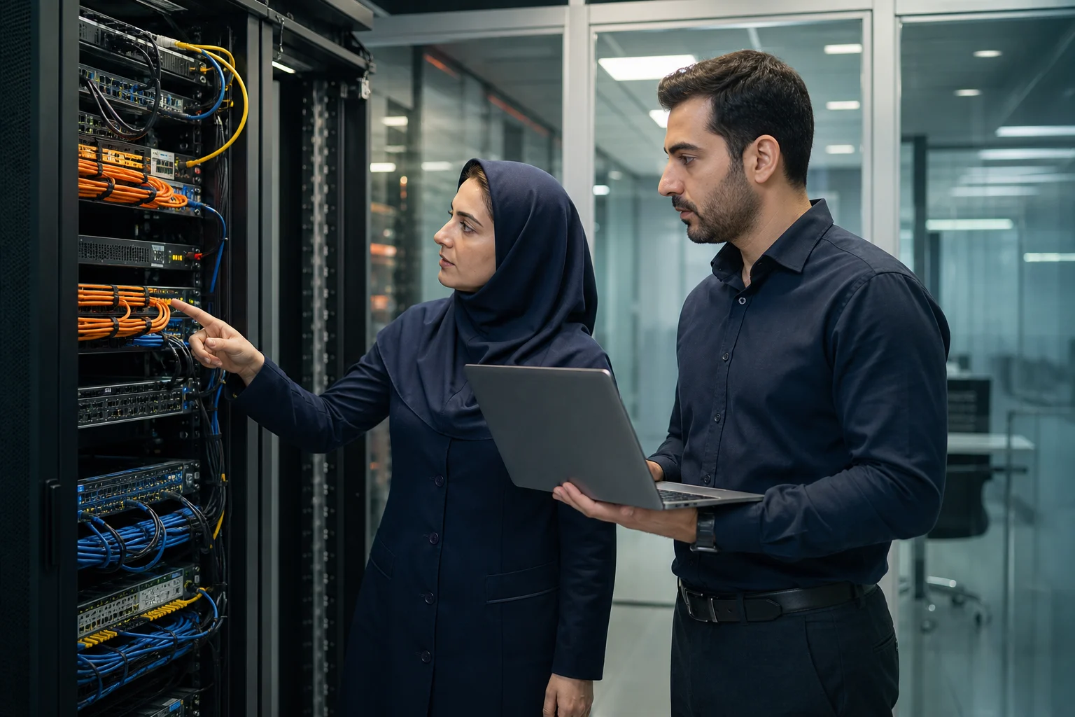 تیم زن و مرد ایرانی Helpdesk عصر ارتباط در حال پشتیبانی مشتریان